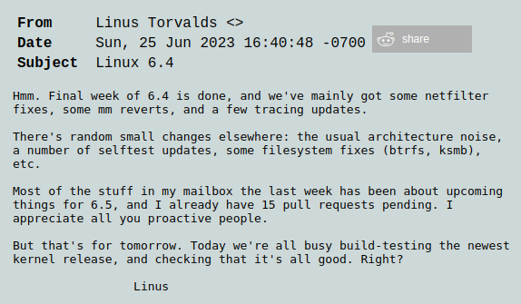 Вышел релиз Linux 6.40