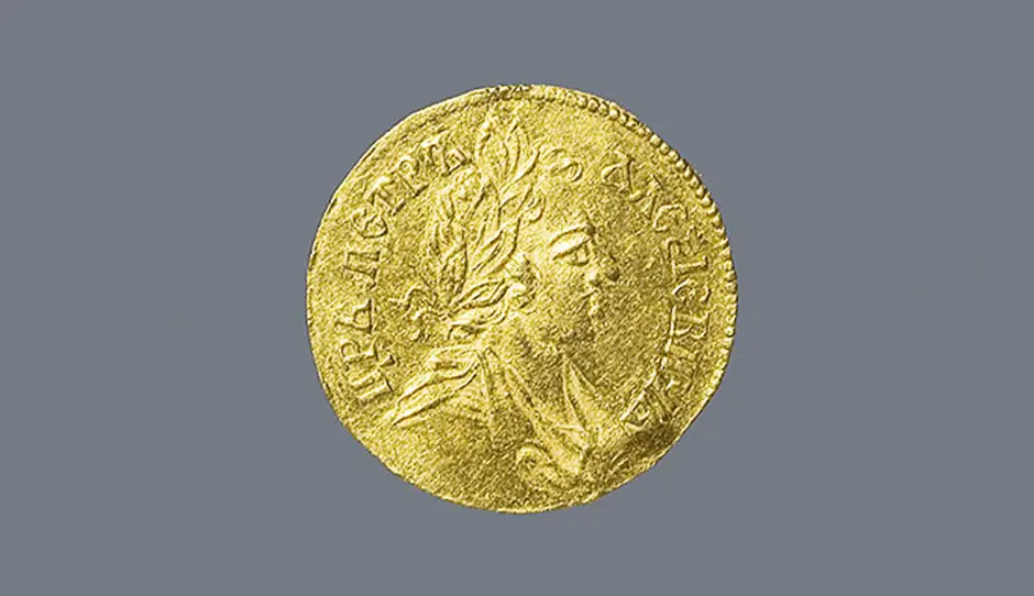 Аверс золотого червонца Петра I. 1701 год. Источник  13