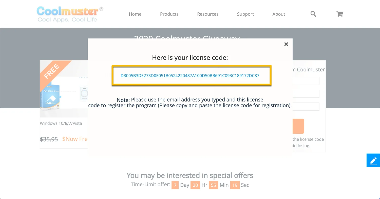 Бесплатная лицензия Coolmuster Android Eraser для Windows